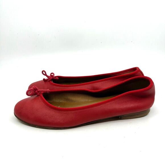 Margaux The Demi Scarlet Red Nappa Leather Ballet Flats Women's 7 US - Picture 2 of 9
